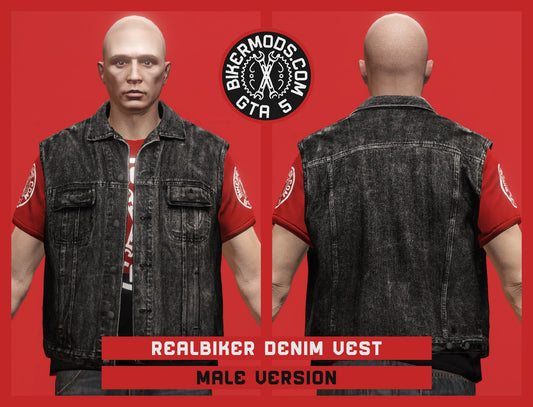 Realbiker Black Denim Vest (Male)