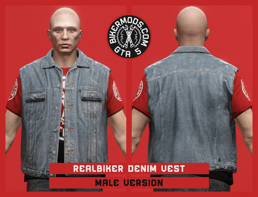 Realbiker Worn Denim Vest (Male)