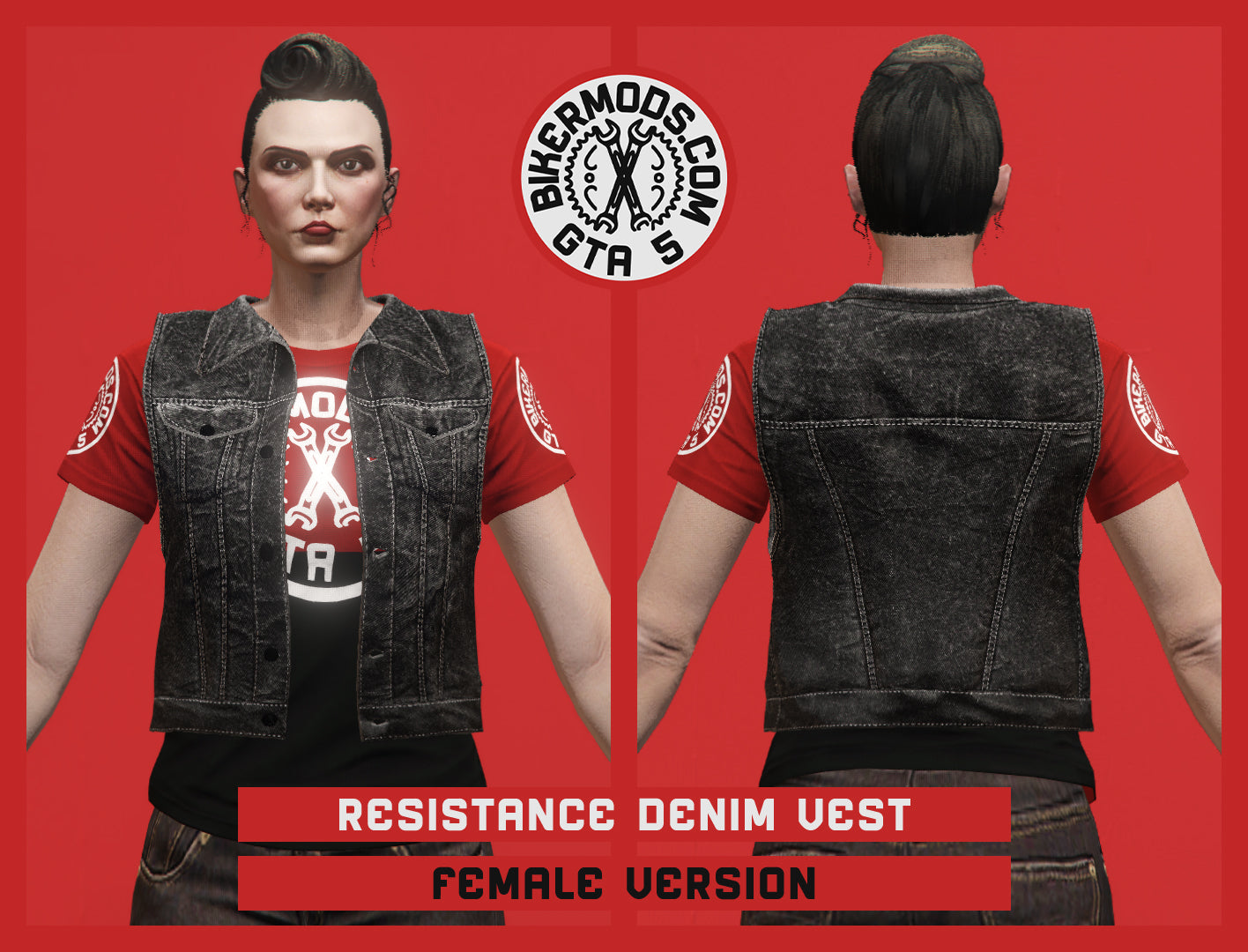 Resistance Black Denim Vest (Female)