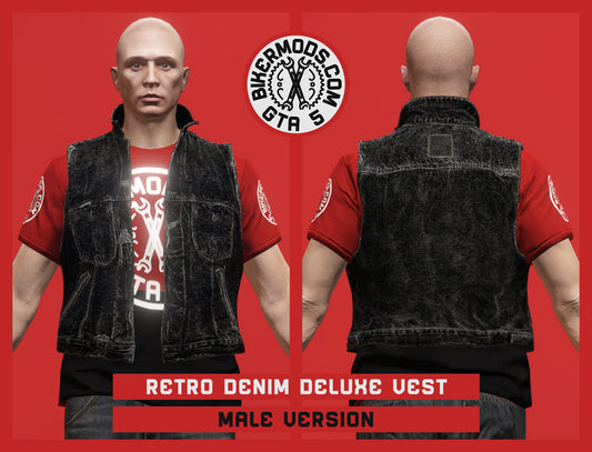 Retro Black Denim Deluxe Vest (Male)