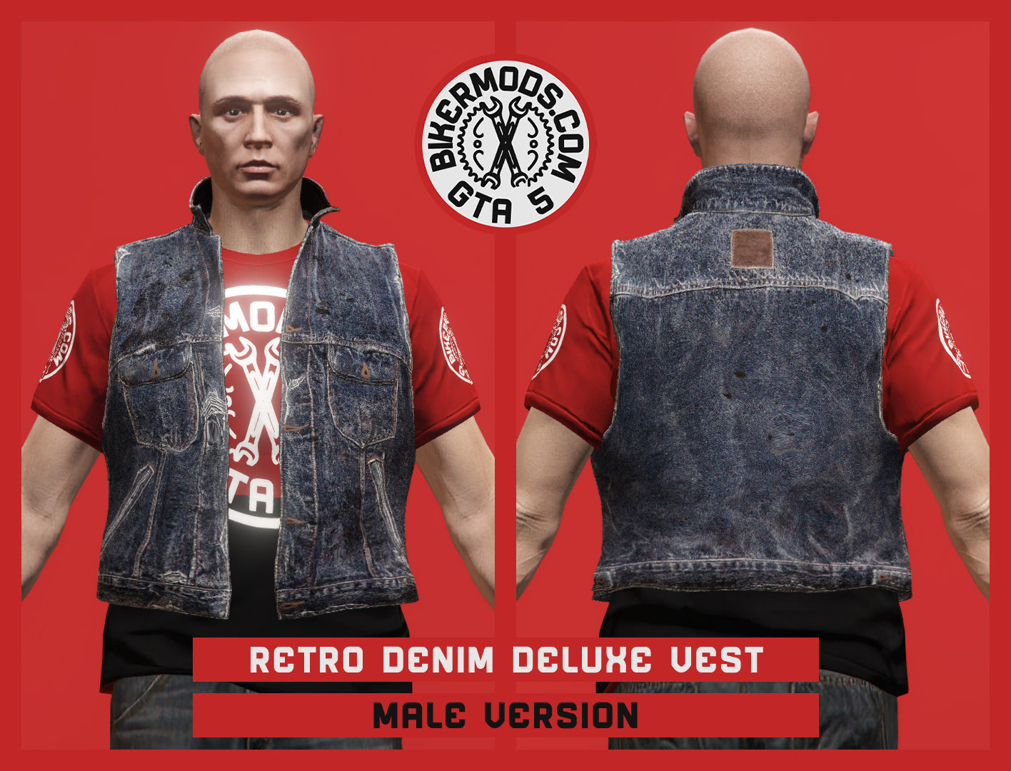 Retro Blue Denim Deluxe Vest (Male)