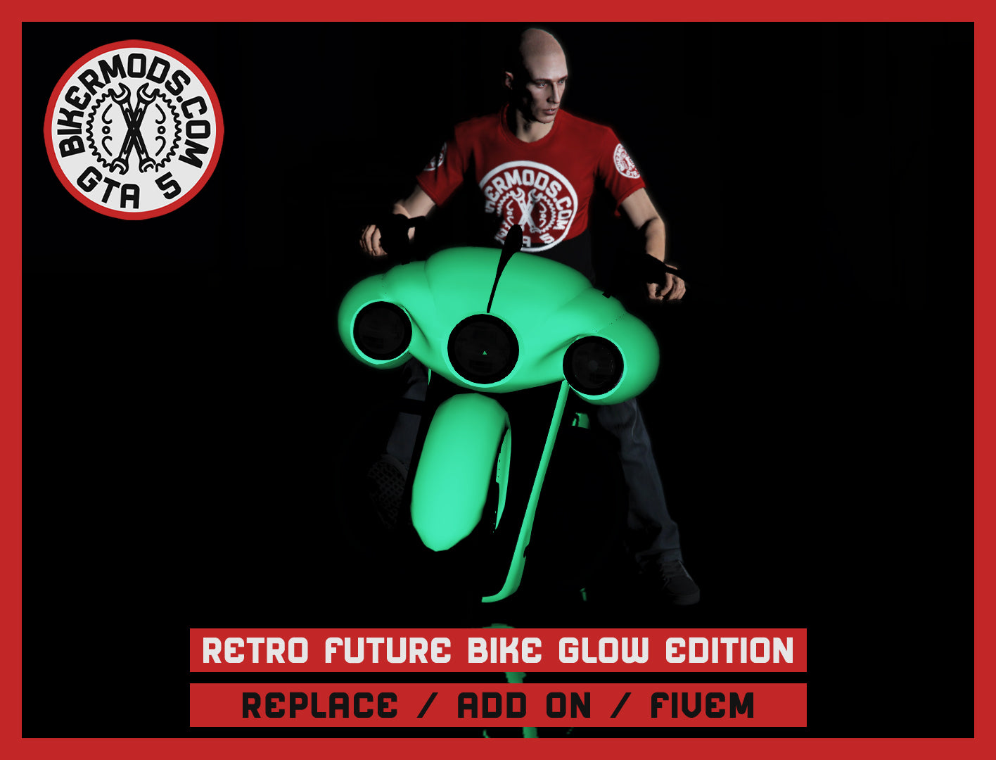 Retro Future Bike Glow in the Dark Edition (Replace / Add On / FiveM) 181k Poly