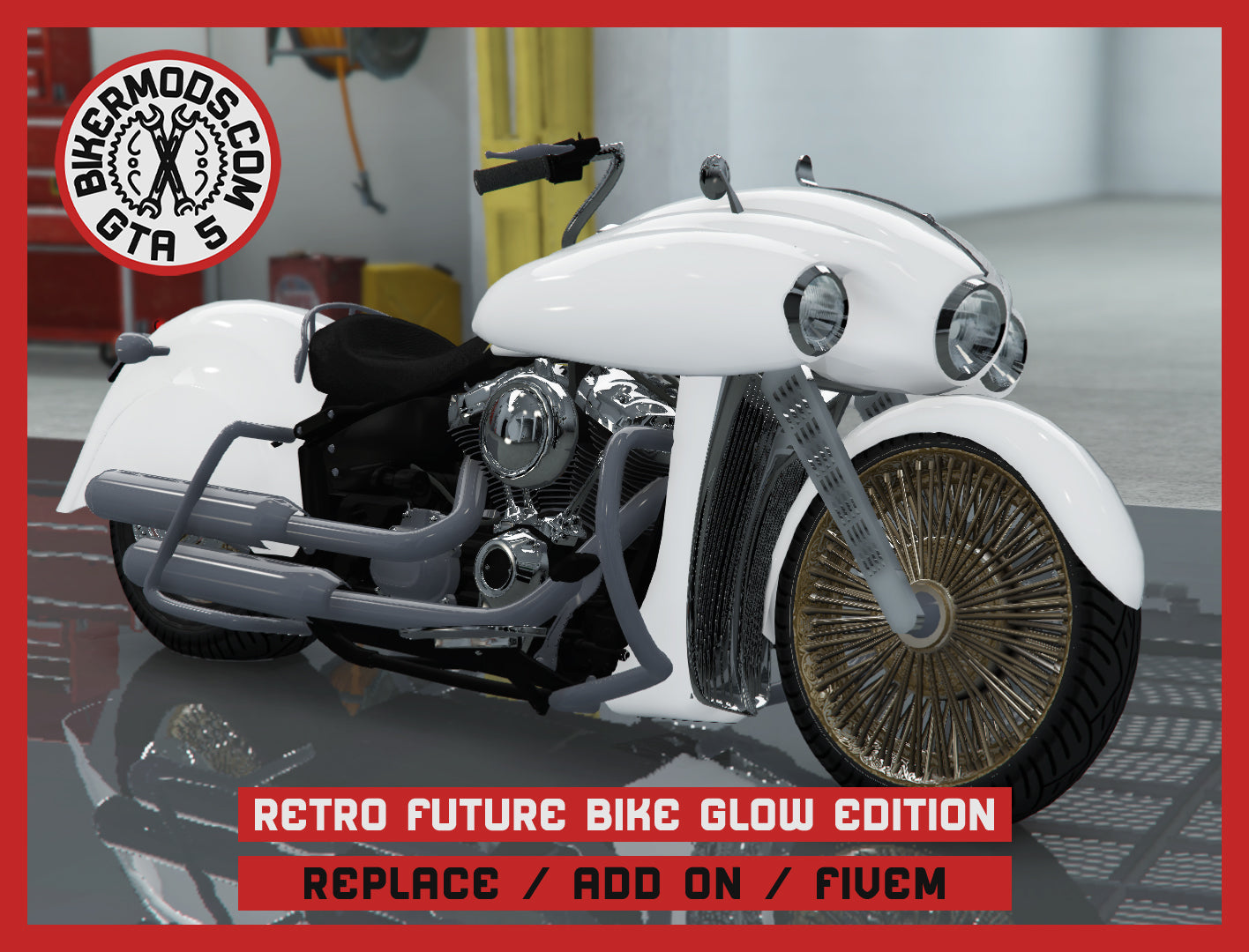 Retro Future Bike Glow in the Dark Edition (Replace / Add On / FiveM) 181k Poly