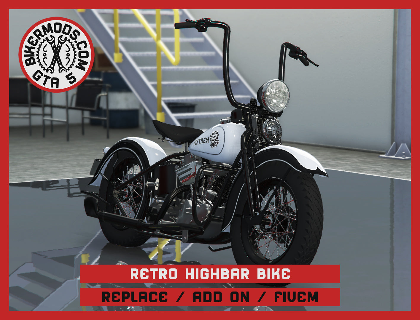 Retro Highbar Bike (Replace Add On FiveM) 284k Poly