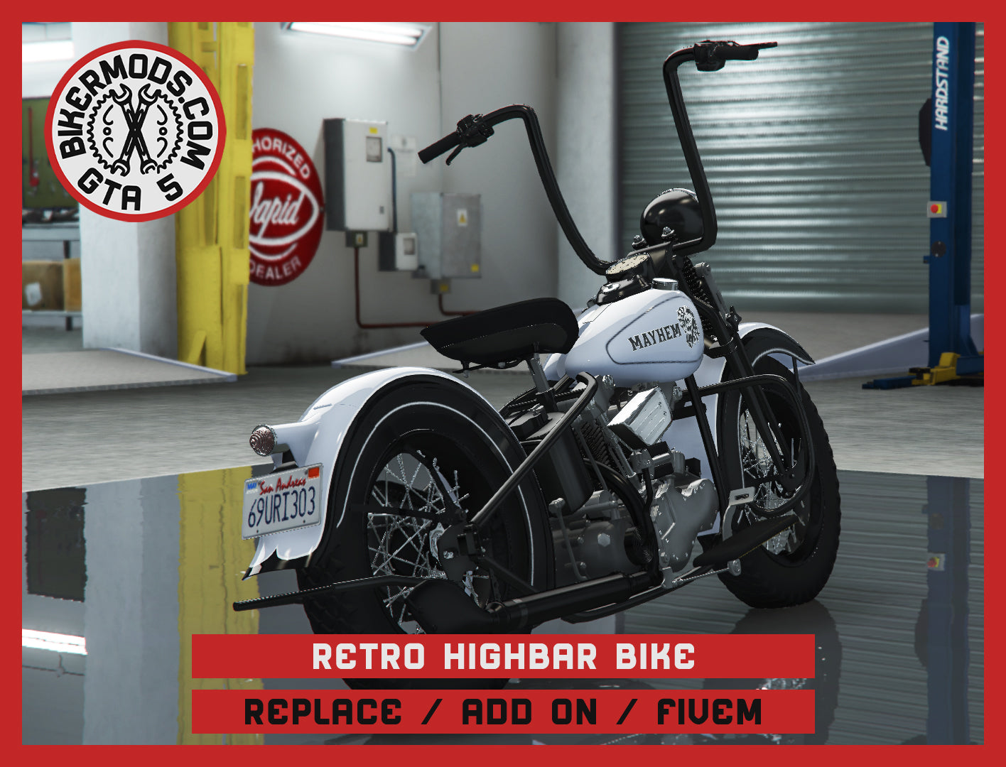 Retro Highbar Bike (Replace Add On FiveM) 284k Poly