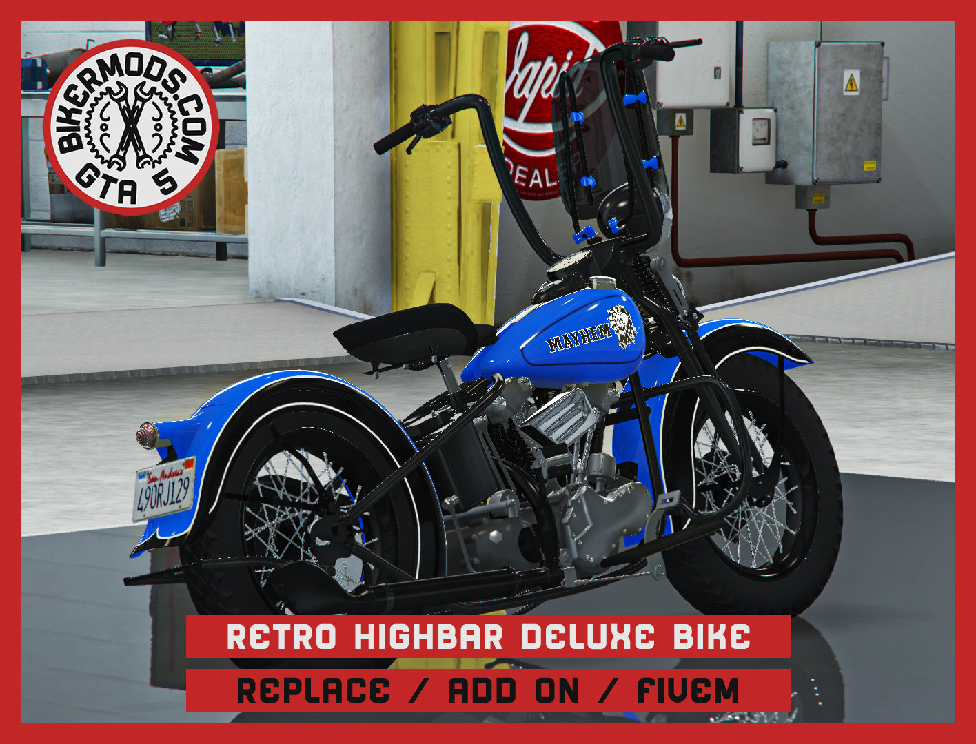 Retro Highbar Deluxe Bike (Replace / Add On / FiveM) 315k Poly