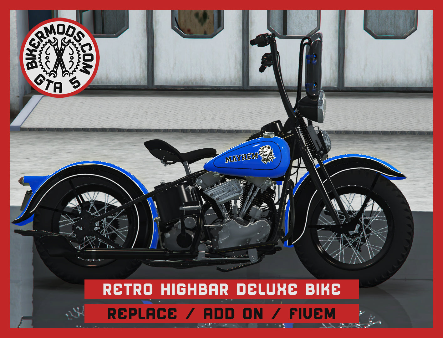 Retro Highbar Deluxe Bike (Replace / Add On / FiveM) 315k Poly