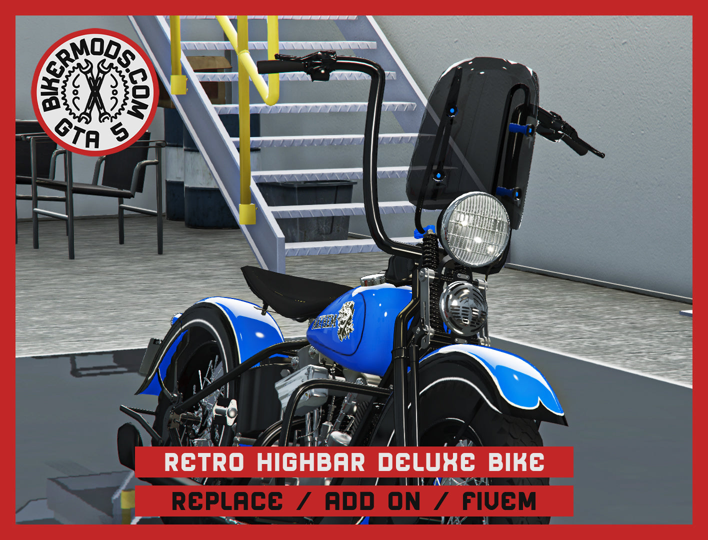 Retro Highbar Deluxe Bike (Replace / Add On / FiveM) 315k Poly