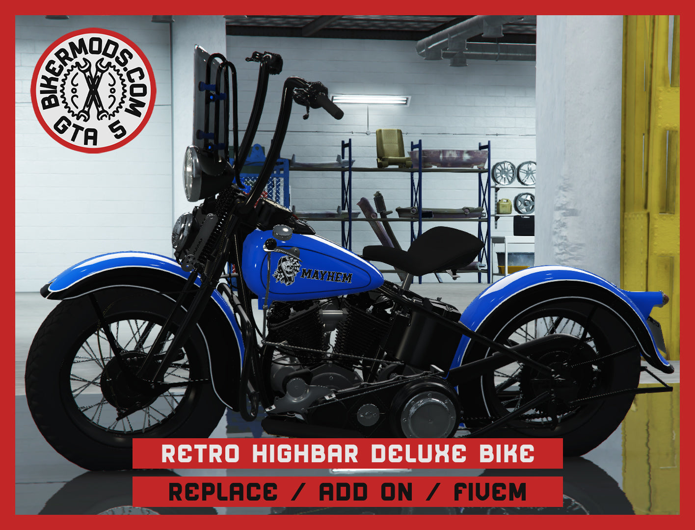 Retro Highbar Deluxe Bike (Replace / Add On / FiveM) 315k Poly