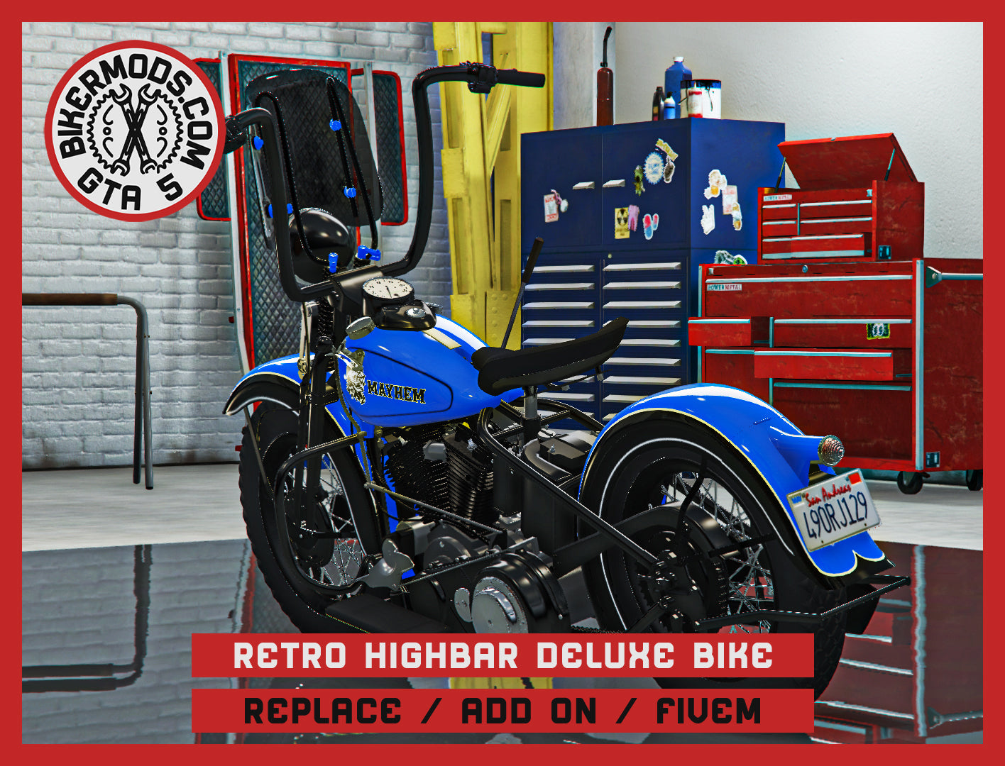 Retro Highbar Deluxe Bike (Replace / Add On / FiveM) 315k Poly