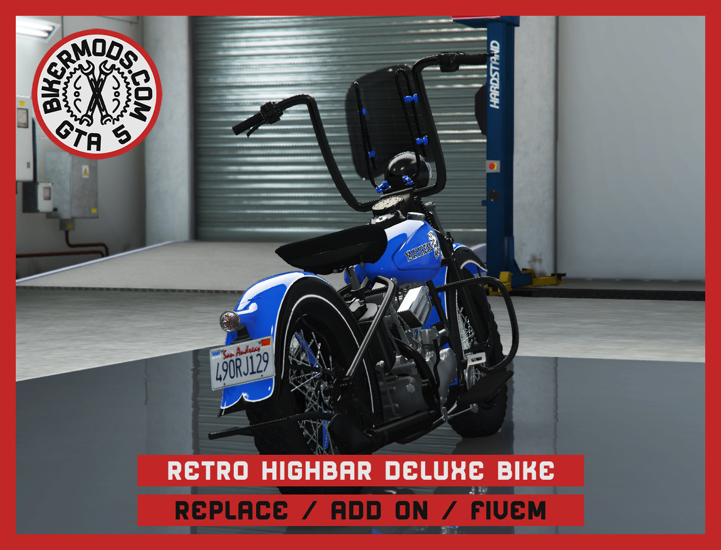 Retro Highbar Deluxe Bike (Replace / Add On / FiveM) 315k Poly