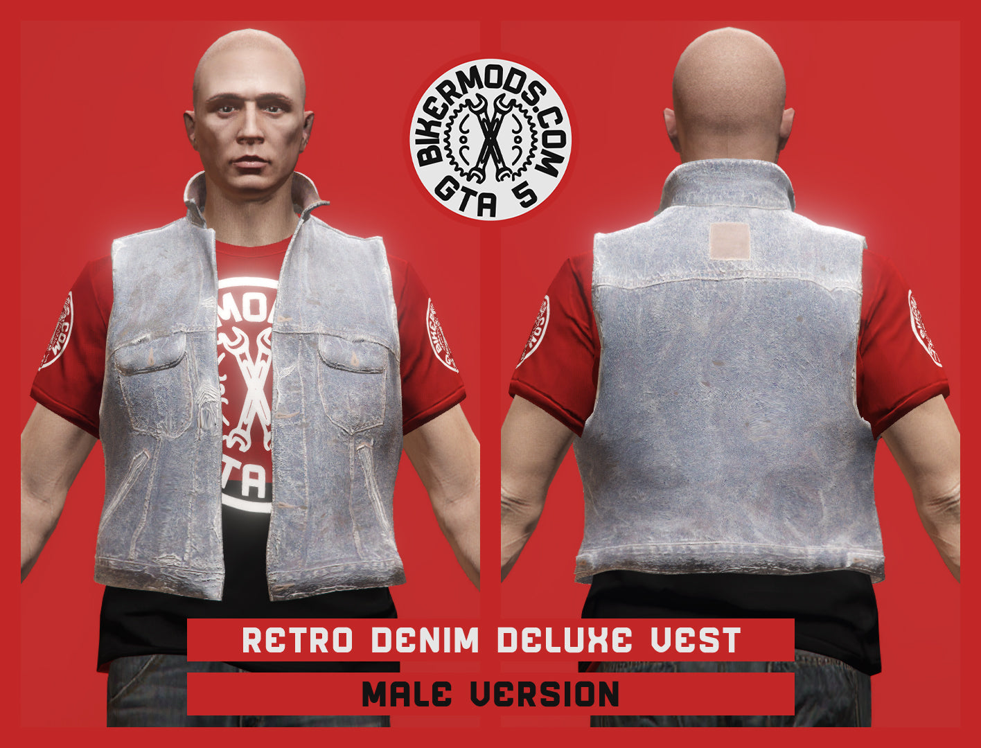 Retro Light Blue Denim Deluxe Vest (Male)
