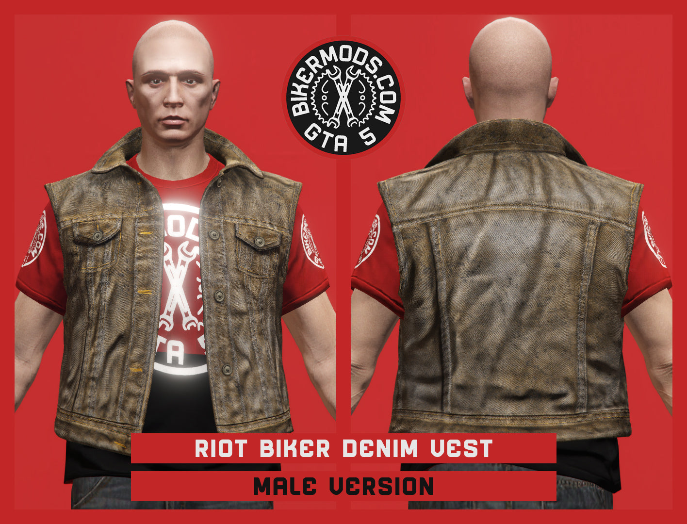 Riot Biker Junkyard Denim Vest (Male)