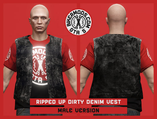 Ripped Up Dirty Black Denim Vest (Male)