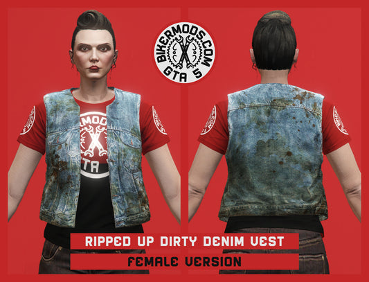 Ripped Up Dirty Denim Vest (Female)