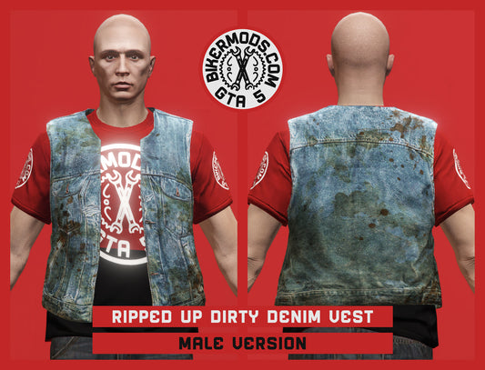 Ripped Up Dirty Denim Vest (Male)