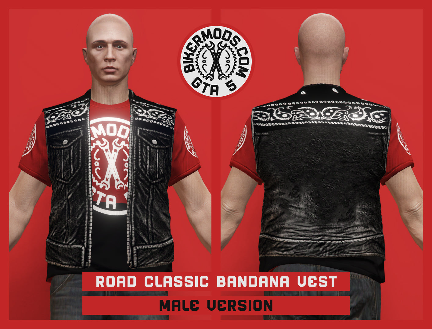 Road Classic Bandana Vest (Male) – GTA 5 Bikermods