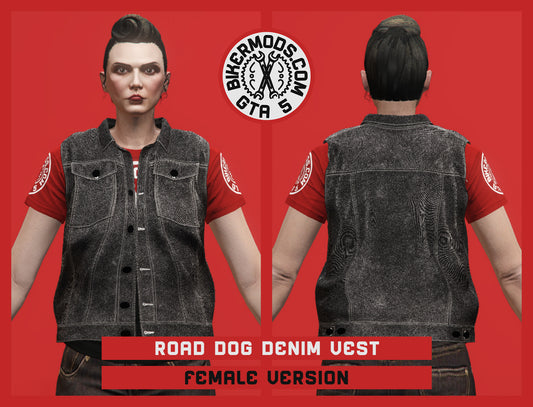 Road Dog Black Denim Vest (Female)