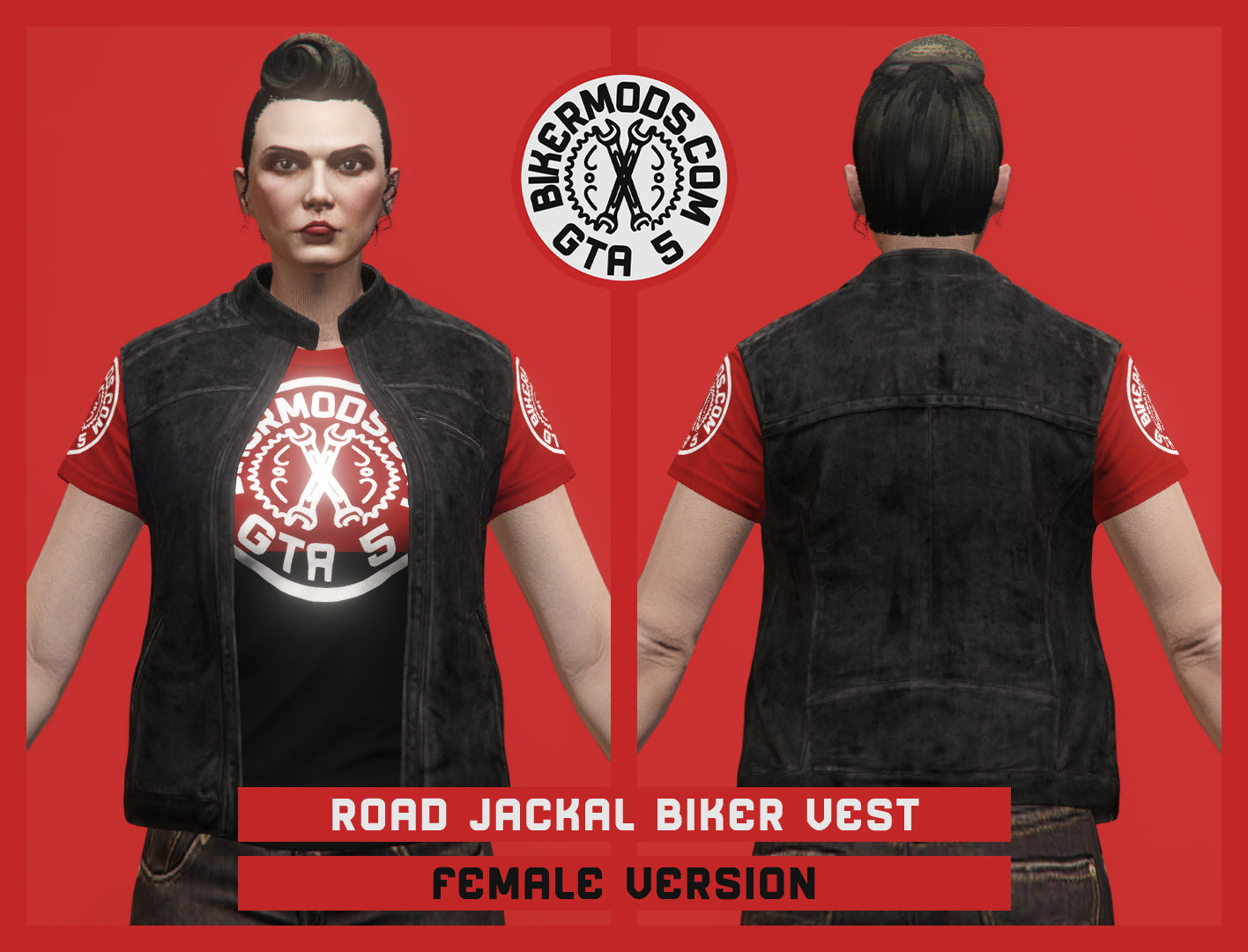 Road Jackal Biker Vest (Female) Black Style