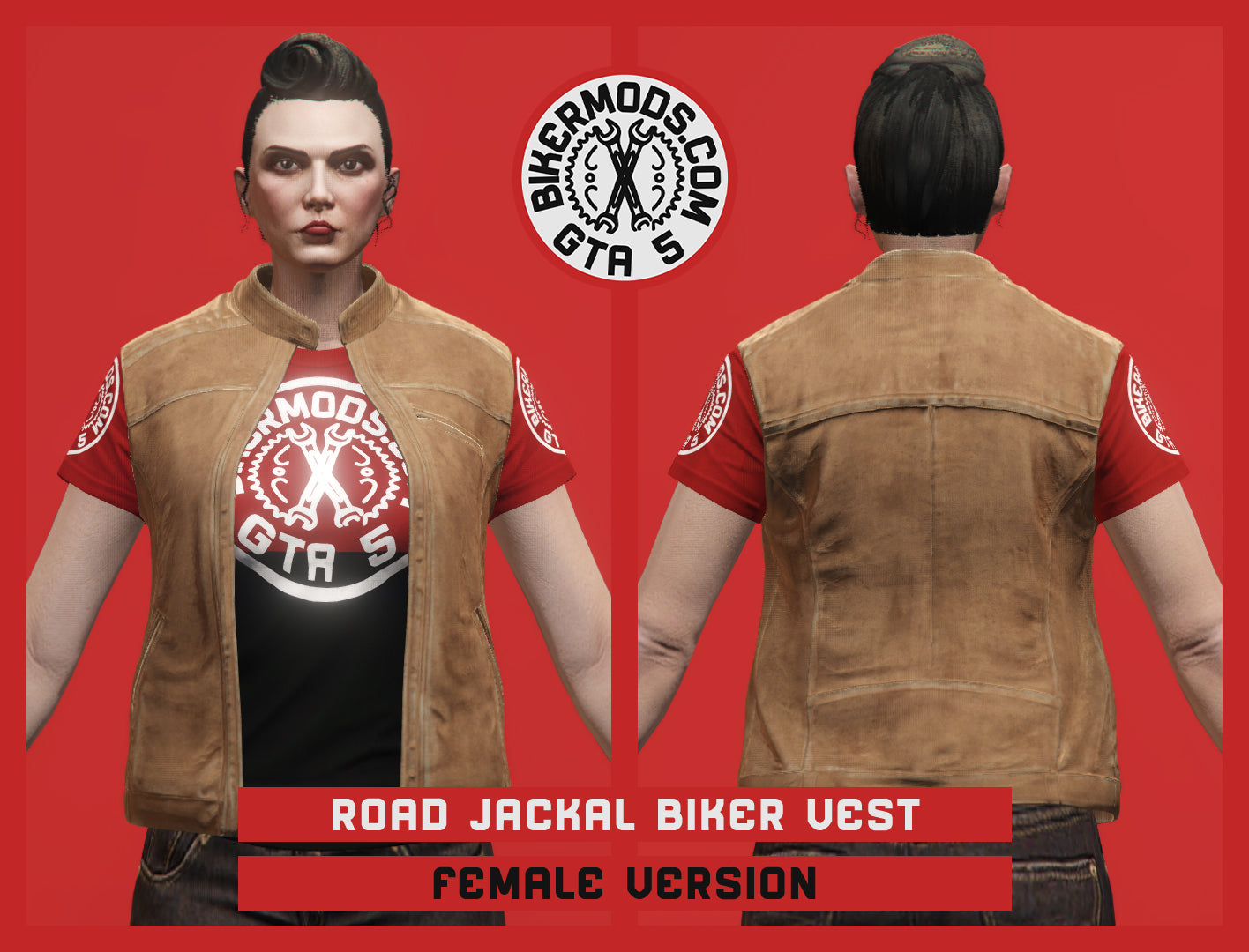 Road Jackal Biker Vest (Female) Brown Style