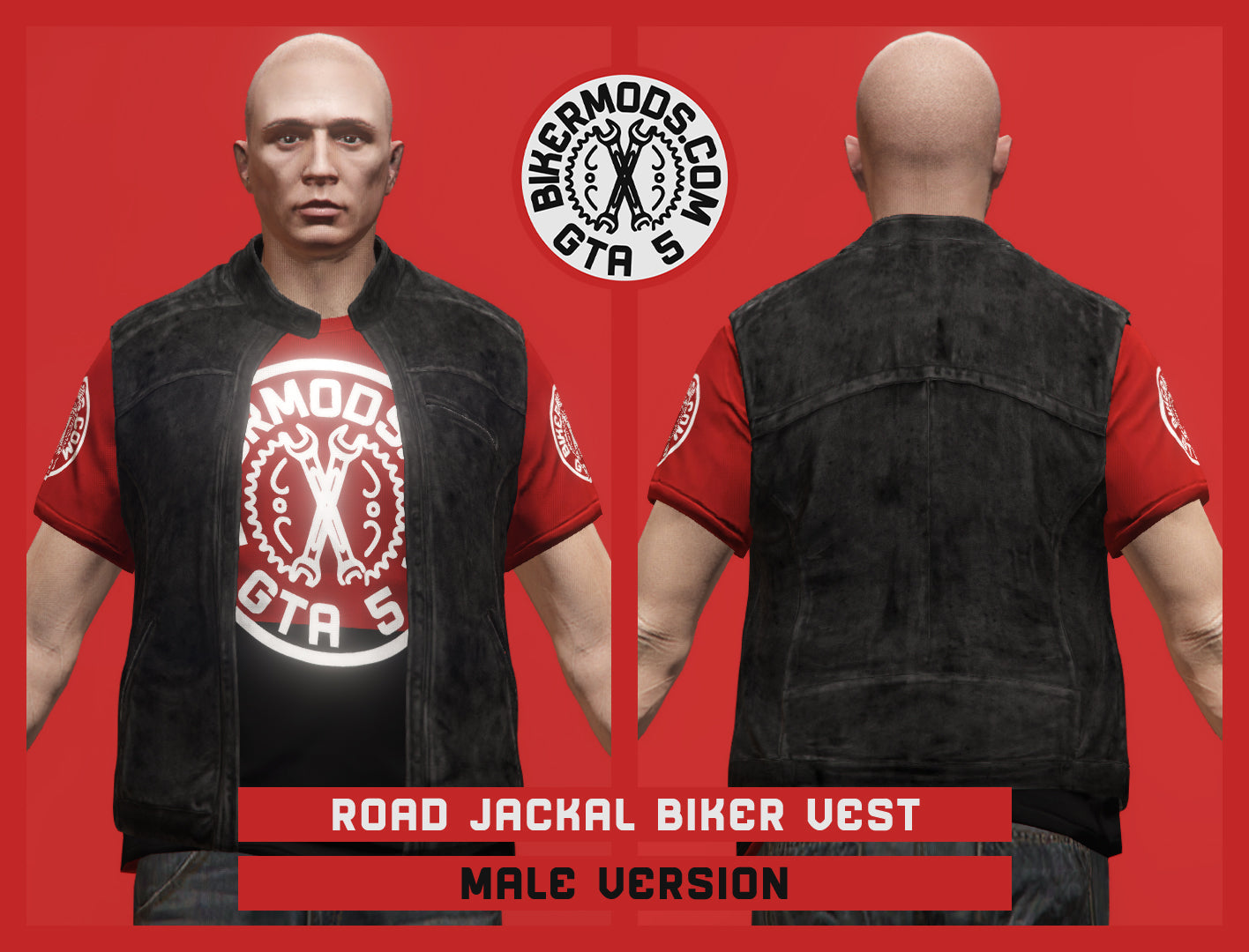 Road Jackal Biker Vest (Male) Black Style