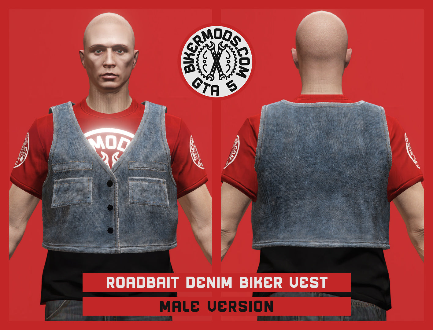 Roadbait Denim Biker Vest (Male)
