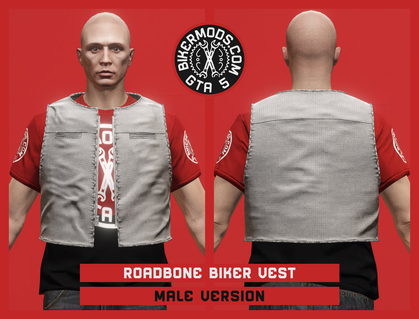 Roadbone Biker Vest (Male) White Style