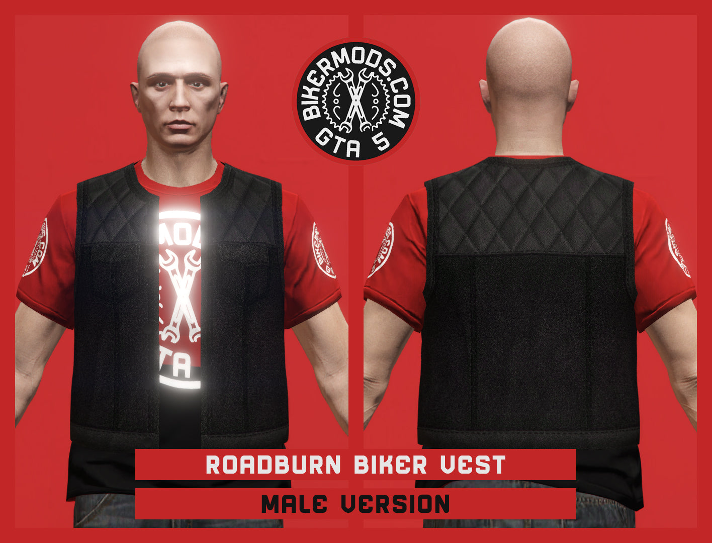 Roadburn Biker Vest (Male) No Collar Style