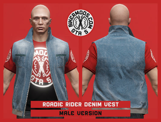 Roadie Rider Blue Denim Vest (Male)