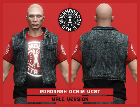 Roadrash Worn Denim Vest (Male)