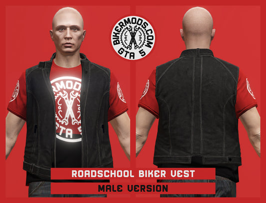 Roadschool Black Biker Vest (Male)