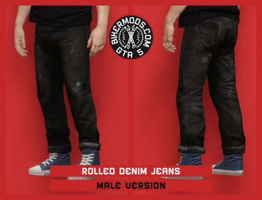 Rolled Black Denim Jeans