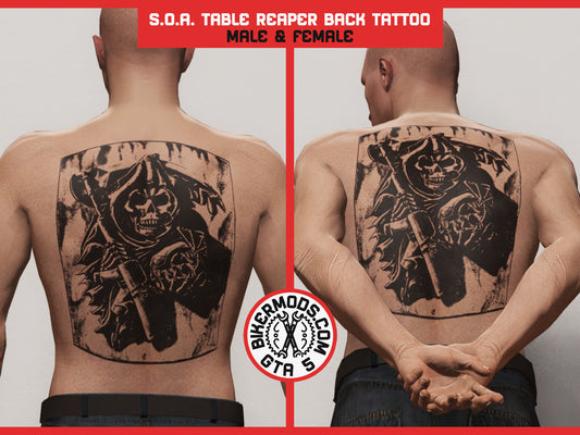 Sons of Anarchy MC (SOA) Table Reaper Back Tattoo