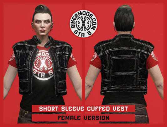 Short Sleeve Cuffed Biker Vest (Female) No Sleeves Version