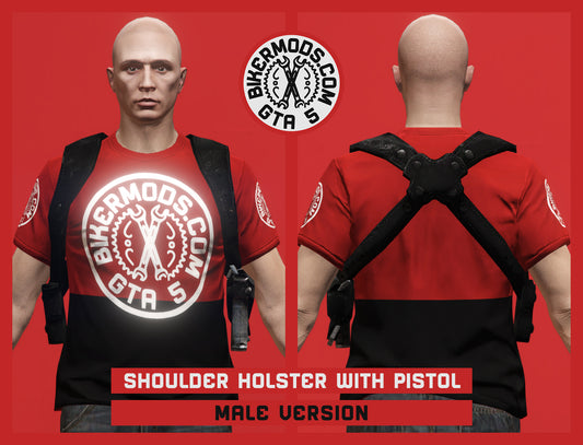Shoulder Holster with Pistol (Male) Black Leather