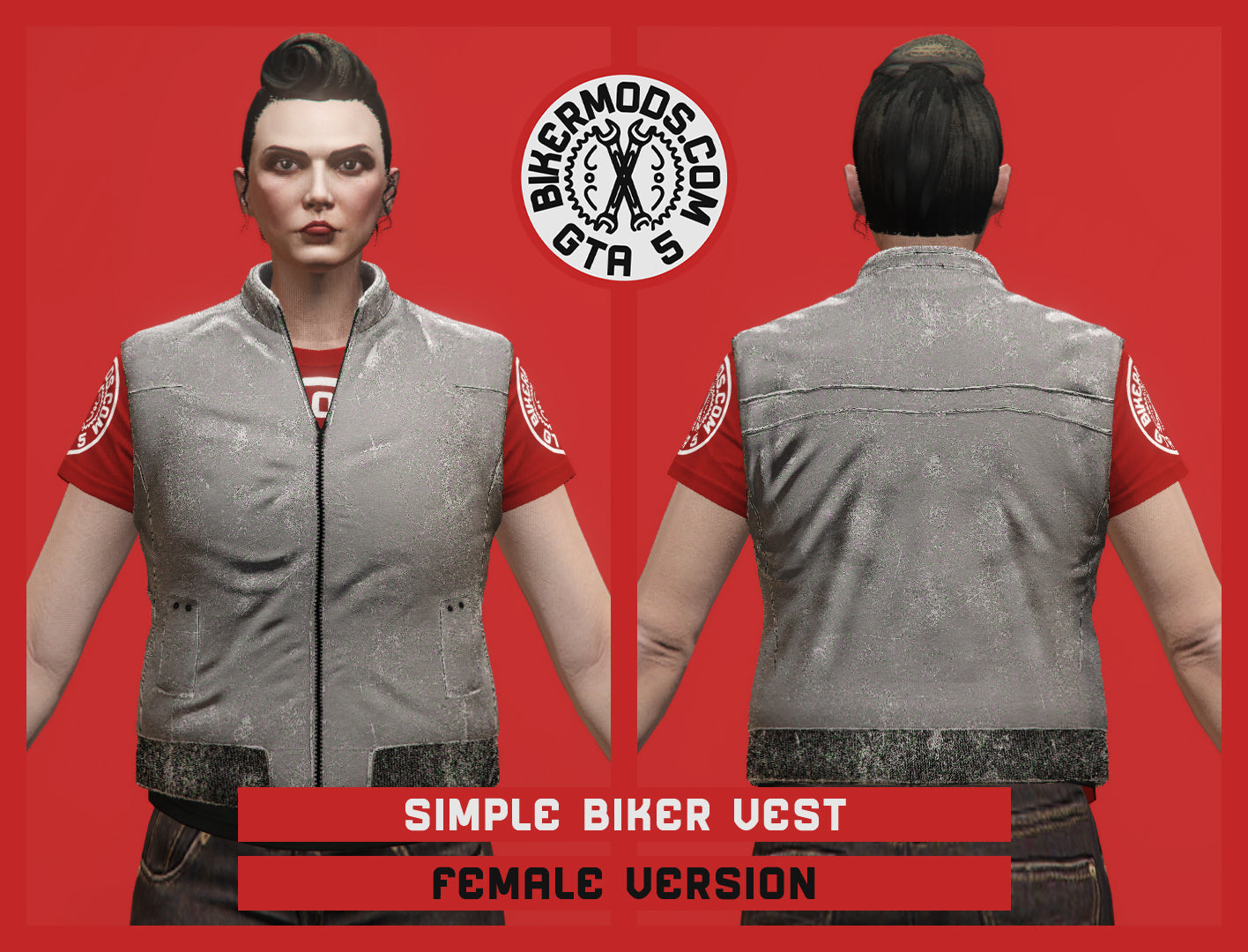 Simple Biker Vest (Female) Grey Style