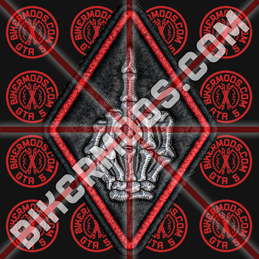 Skeleton Middle Finger Diamond Patch (Black with Red Border)