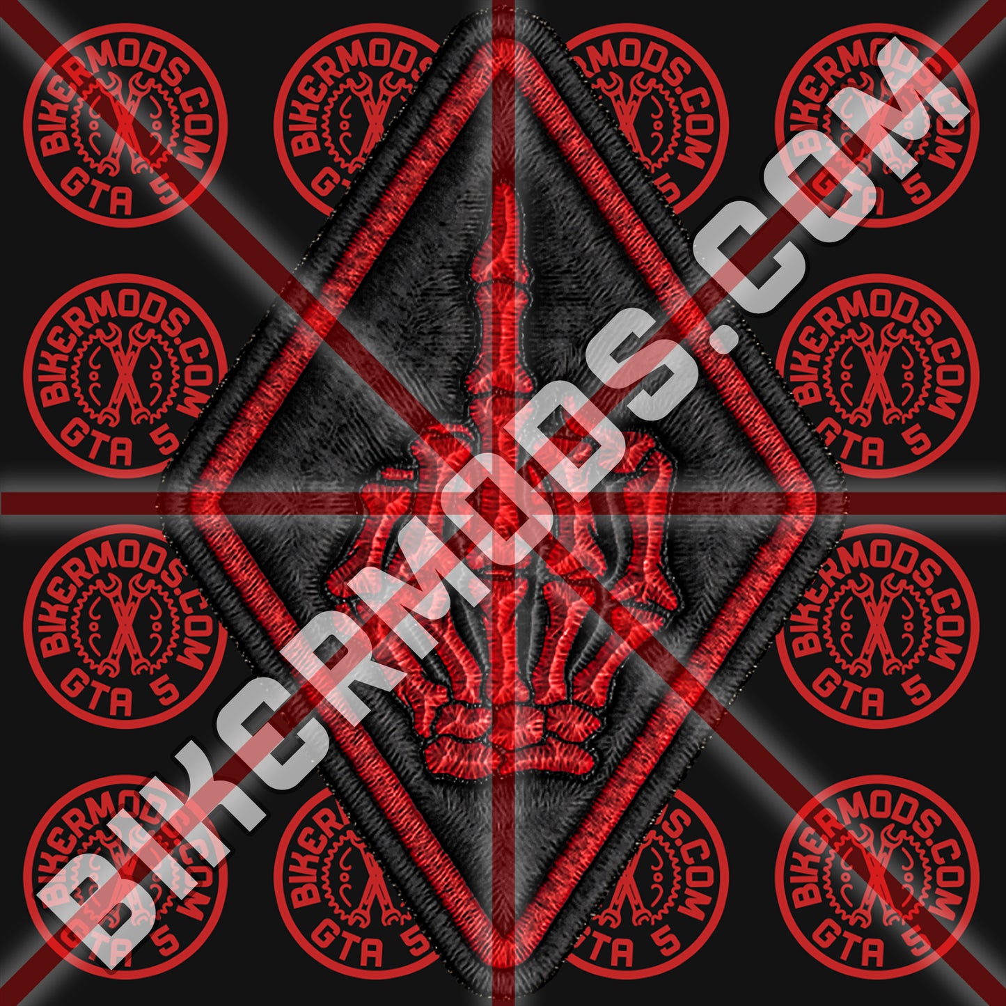 Skeleton Middle Finger Diamond Patch (Red)