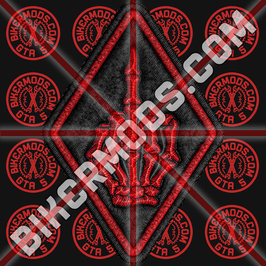 Skeleton Middle Finger Diamond Patch (Red)