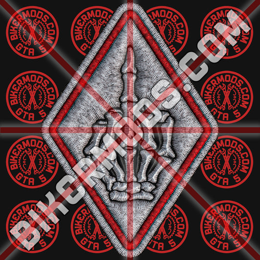 Skeleton Middle Finger Diamond Patch (White with Red Border)
