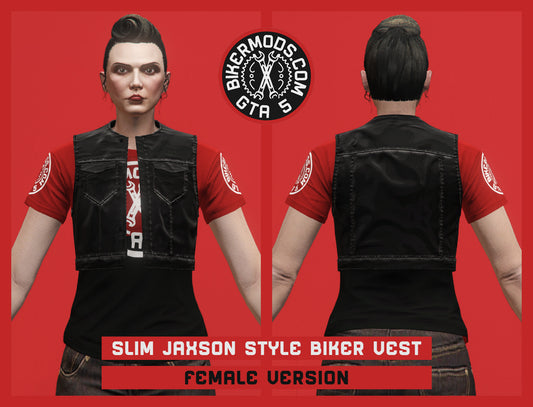 Slim Jaxson Style Biker Vest (Female) Blacked Out Style