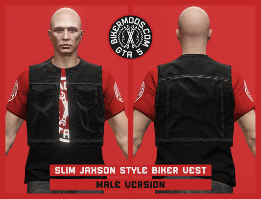 Slim Jaxson Style Biker Vest (Male) Blacked Out Style