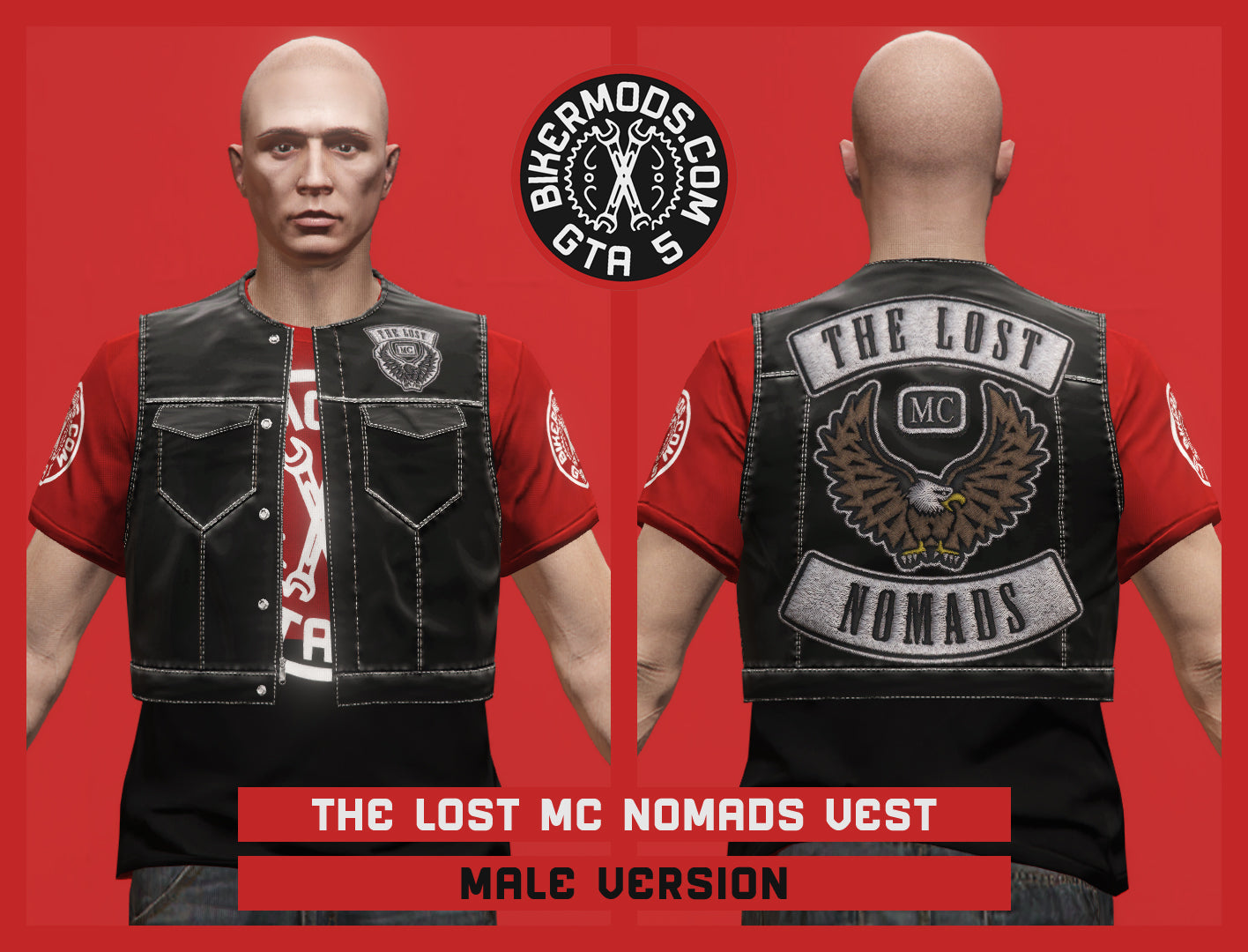Slim Jaxson Style Biker Vest (Male) Lost MC Nomads