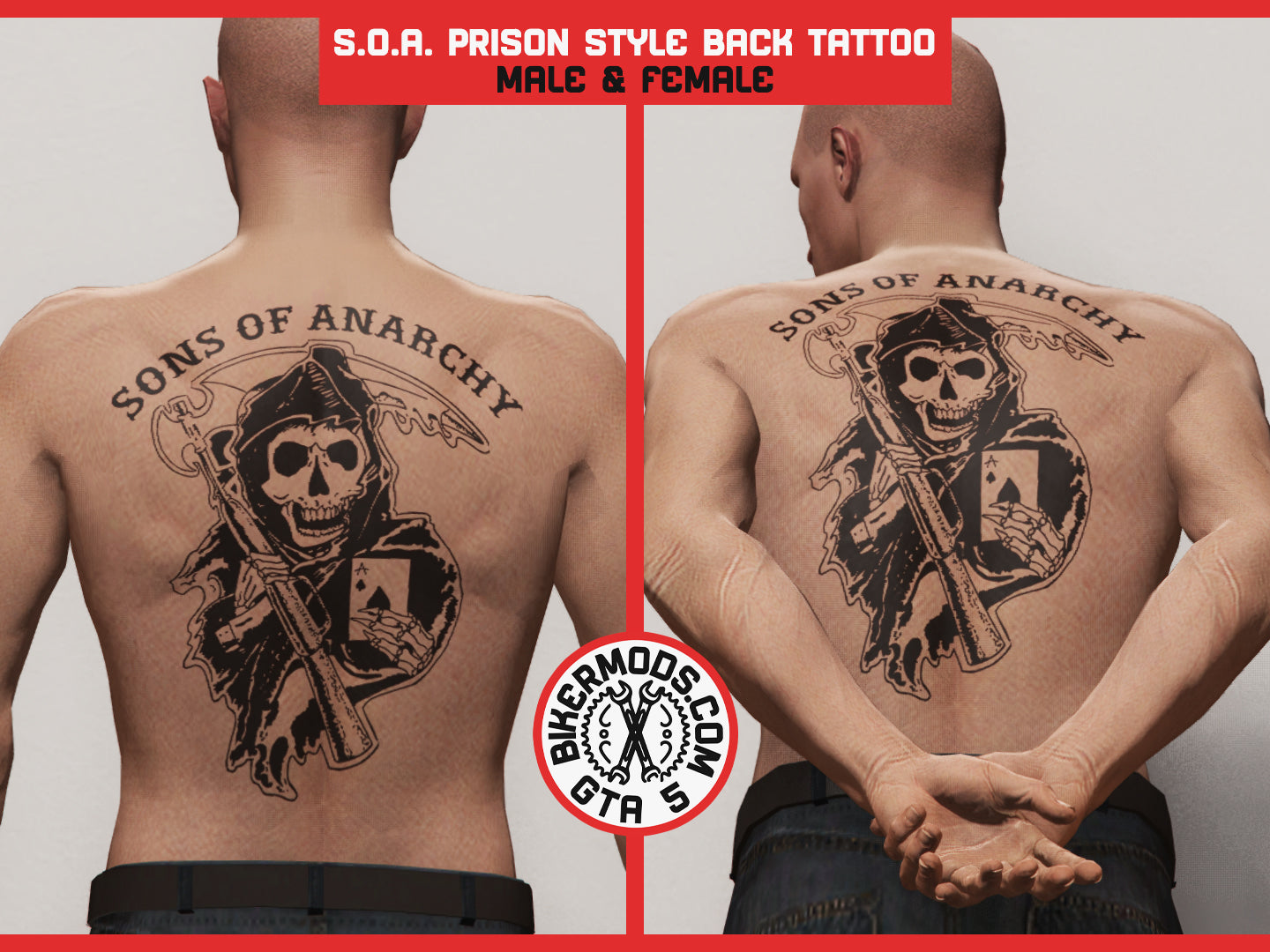 Sons of Anarchy Prison Style Back Tattoo