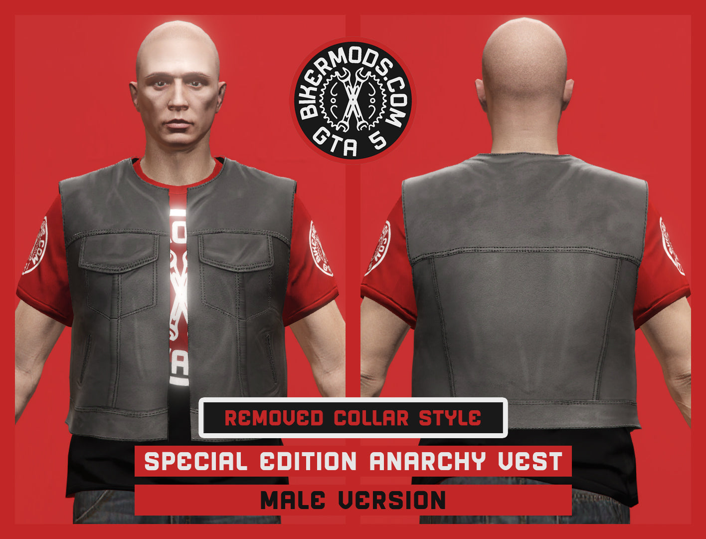 Special Edition Anarchy Original Biker Vest (Male) No Collar Style