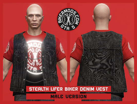 Stealth Lifer Biker Black Denim Vest (Male)