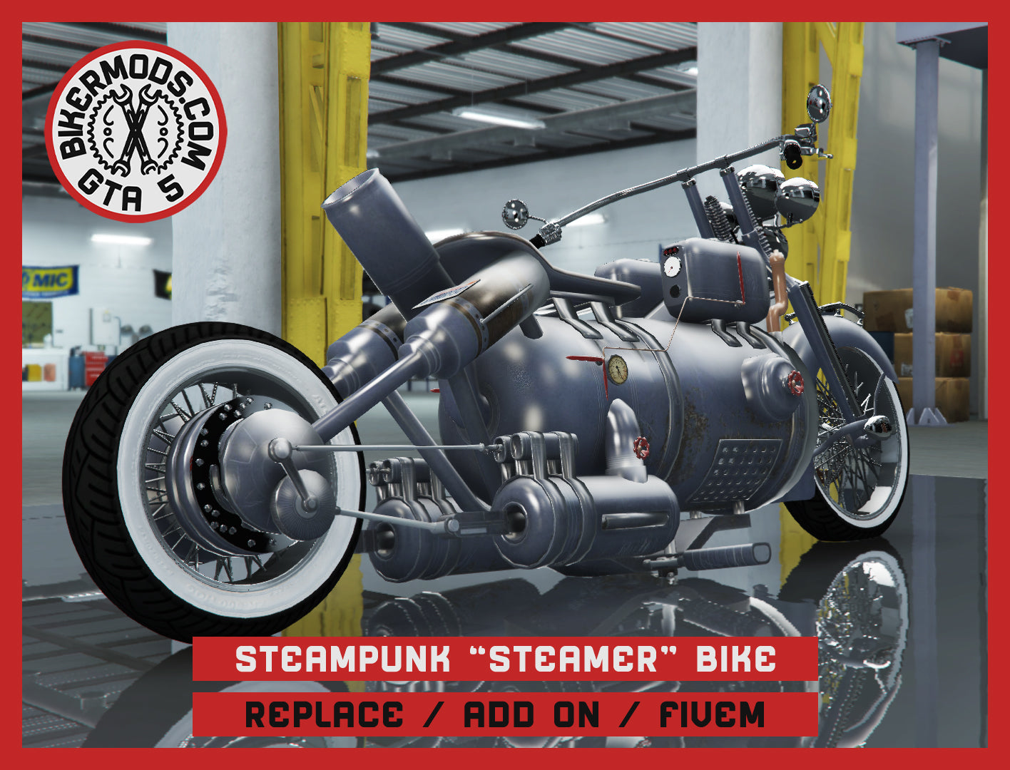 Steampunk "Steamer" Bike (Replace / Add On / FiveM) 148k Poly