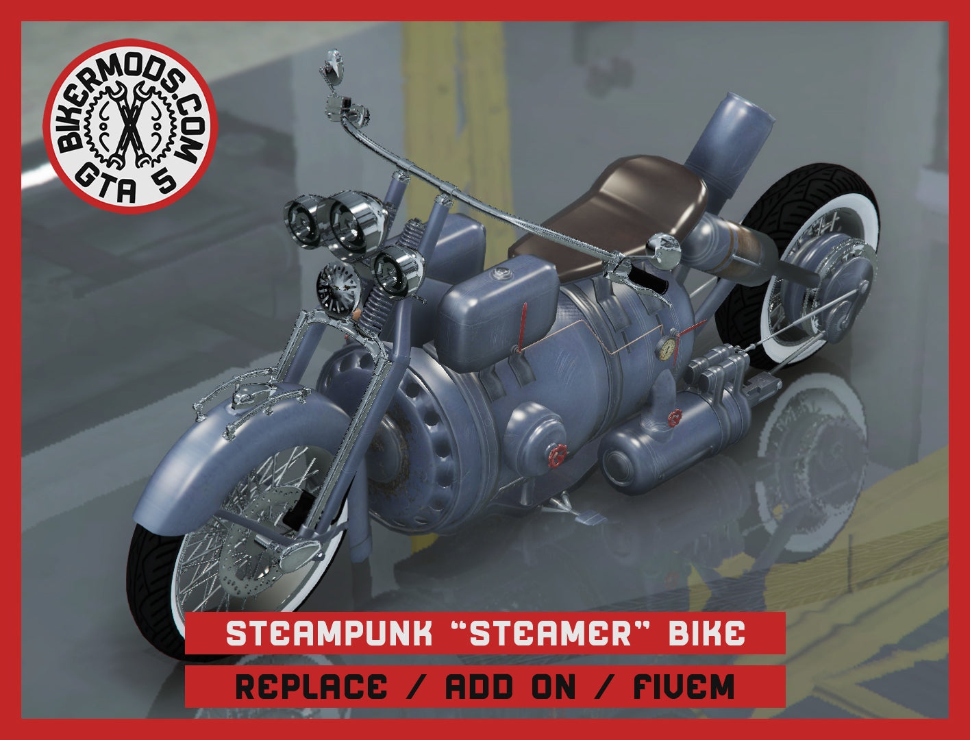 Steampunk "Steamer" Bike (Replace / Add On / FiveM) 148k Poly