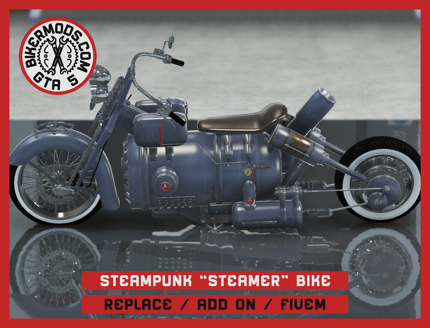 Steampunk "Steamer" Bike (Replace / Add On / FiveM) 148k Poly