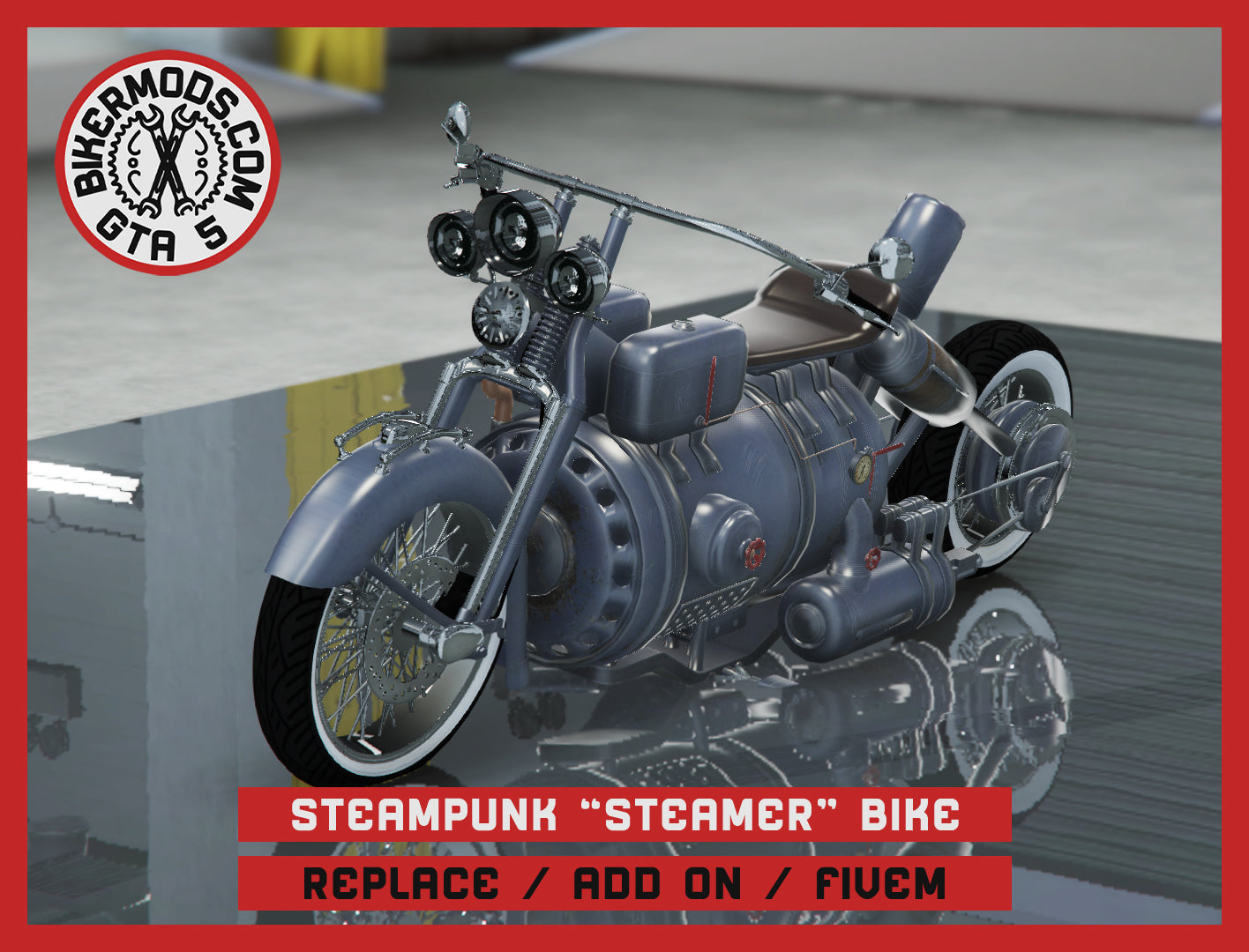 Steampunk "Steamer" Bike (Replace / Add On / FiveM) 148k Poly